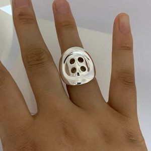 UNO de 50 Collection Classics Melted Button Ring Silver